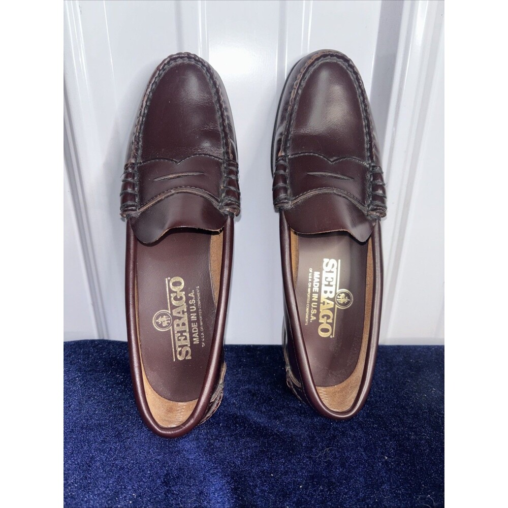 Sebago Burgundy Leather Penny Loafers - Picture 6 of 9